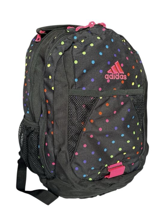 adidas Handbags - Adidas Dillon Backpack Polka Dot School Travel Black Pink Zippers Media Pockets